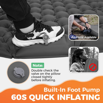 KingCamp COMFORT DUO 9 Double Air Pad with Built-in Foot Pump and Pillow