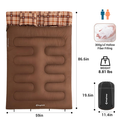 KingCamp SNOWFLAKE 300D Double Flannel Sleeping Bag