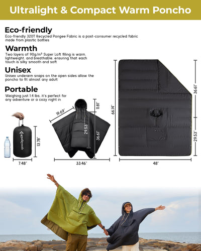 KingCamp MURANO 180 Hooded Outdoor Poncho Blanket | BOGO