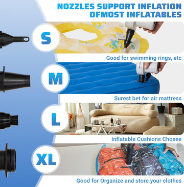 best mini air mattress pumps for backpacking KingCamp Quick-Fill Electric Air Pump with 4 Nozzles
