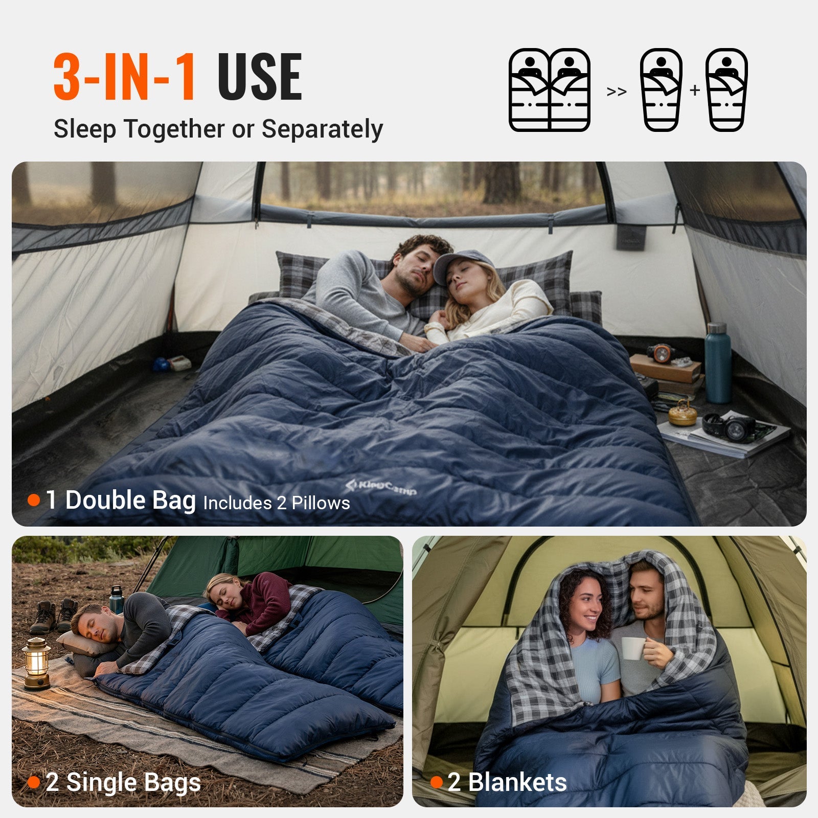 KingCamp SNOWFLAKE 300 Flannel Double Sleeping Bag
