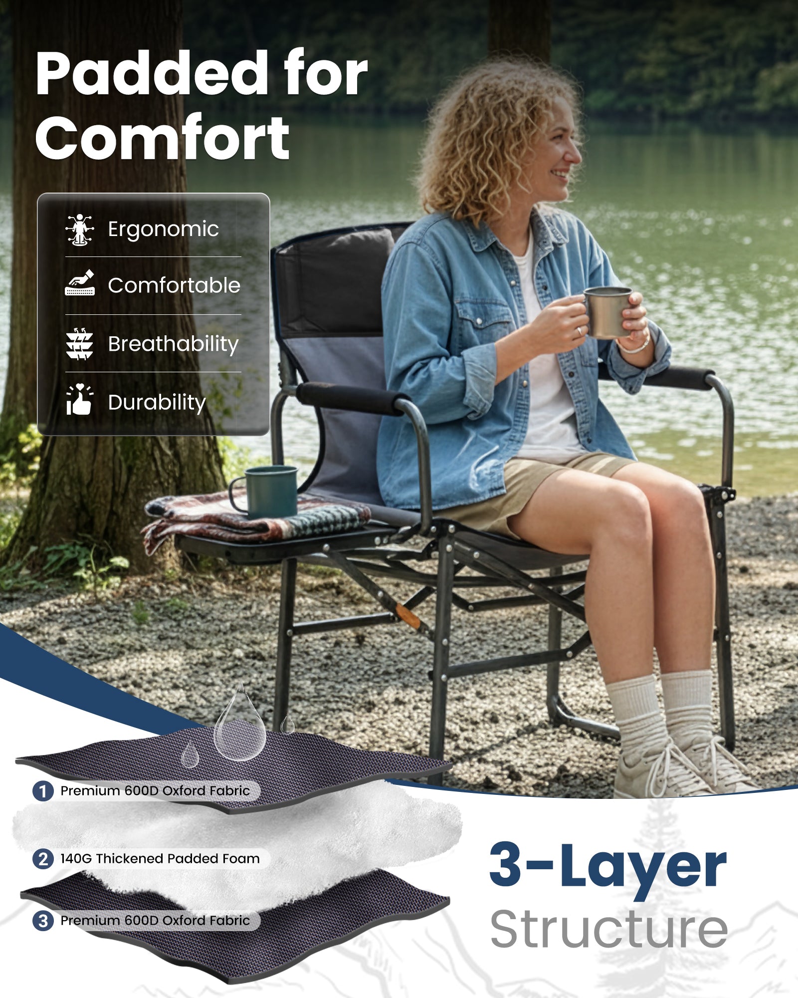 KingCamp Oversized Director Chair With Side Table