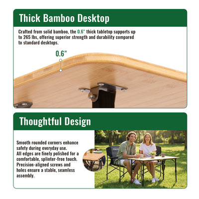KingCamp BamAura 12070 Bamboo Folding Table 47x27