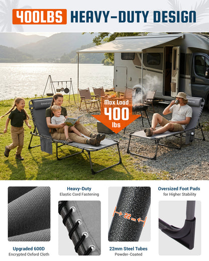 KingCamp MAGNOLIA B30 Backpack Chaise Lounge with Adjustable Canopy and Face Hole