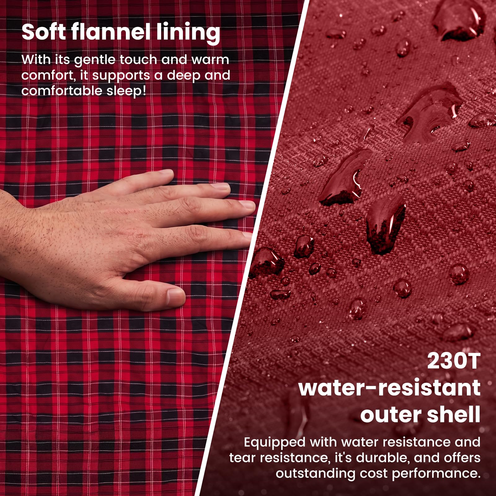 KingCamp 350g Filling Plus Size 3-4 Season Wine Sleeping Bag