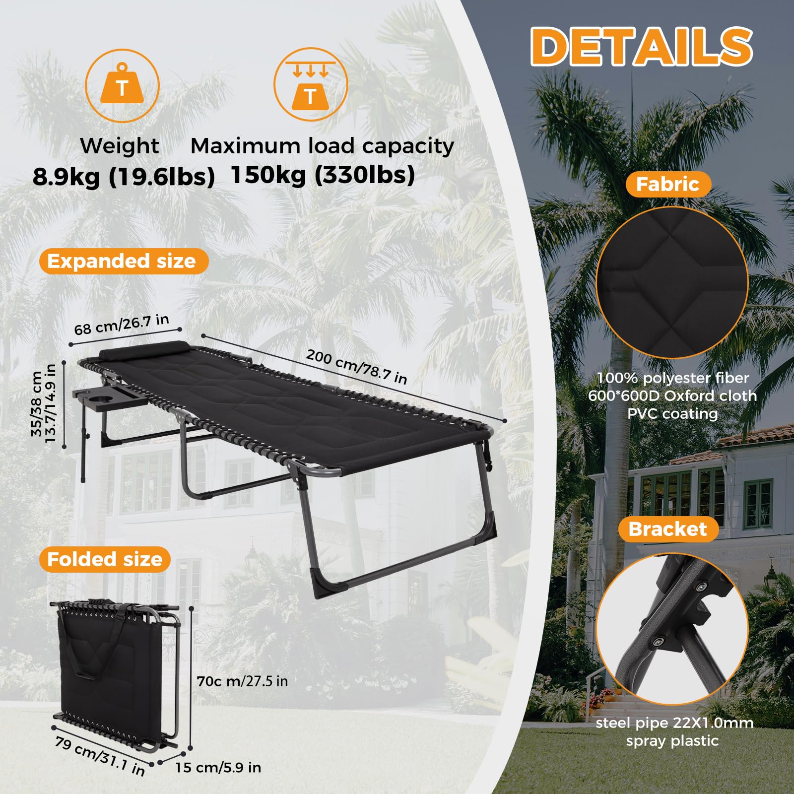 KingCamp WILLOW C30 Oversize Folding Lounge Chair with Side Table