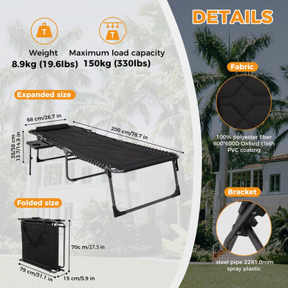 KingCamp WILLOW C30 Oversize Folding Lounge Chair with Side Table