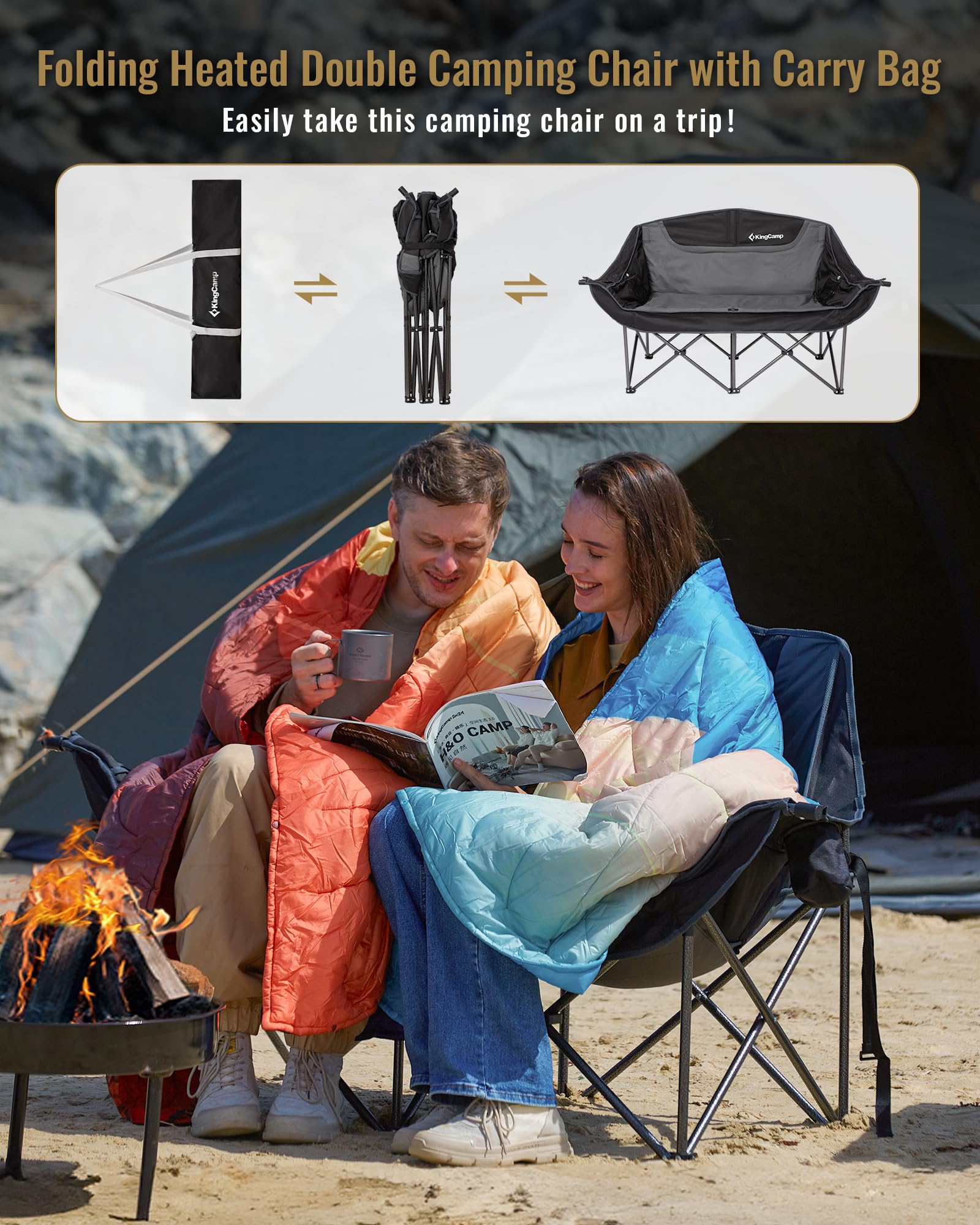 KingCamp Portable Heated Camping Chair Single / Double