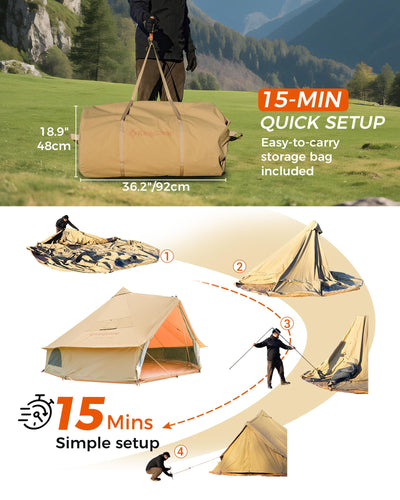 KingCamp KHAN 340GSM TC Canvas 4-Season Bell Tent