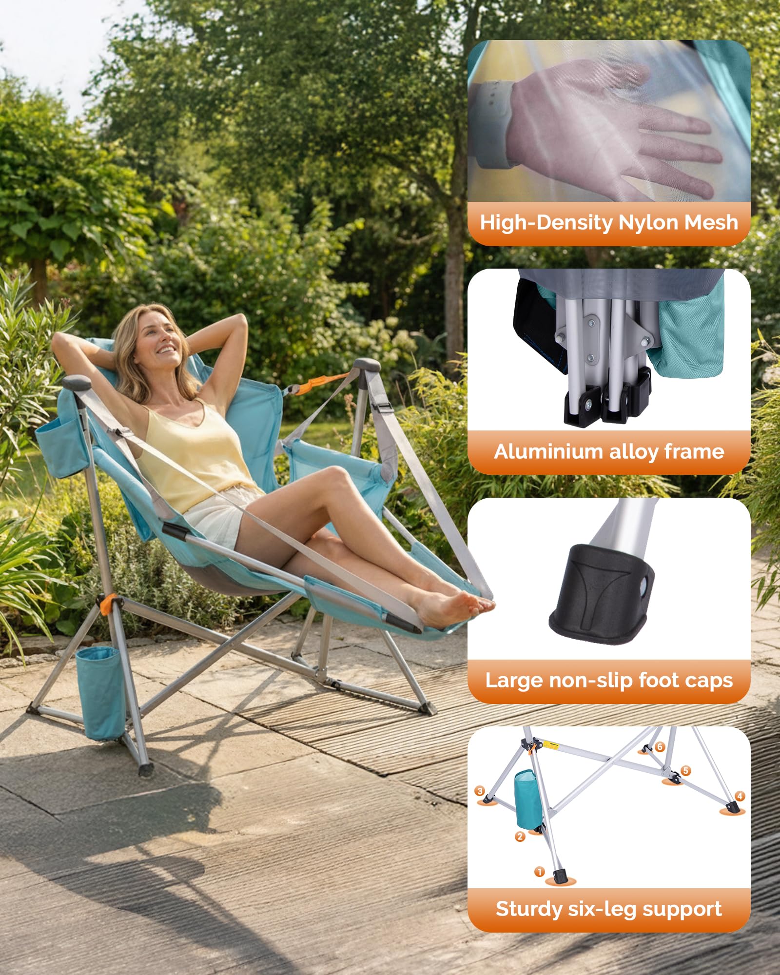 KingCamp Orchid C20 Mesh Back Hammock Chair with Footrest