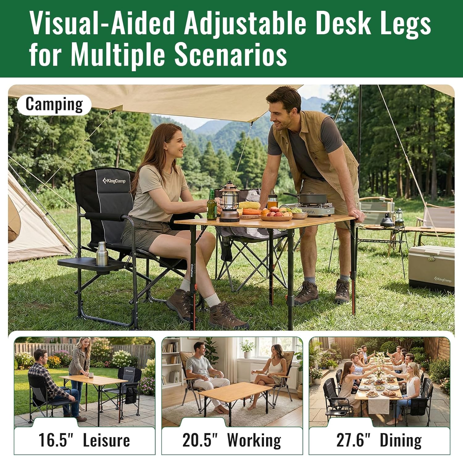 KingCamp BamAura 10065 Bamboo Folding Table 40x26 | Eco-Friendly