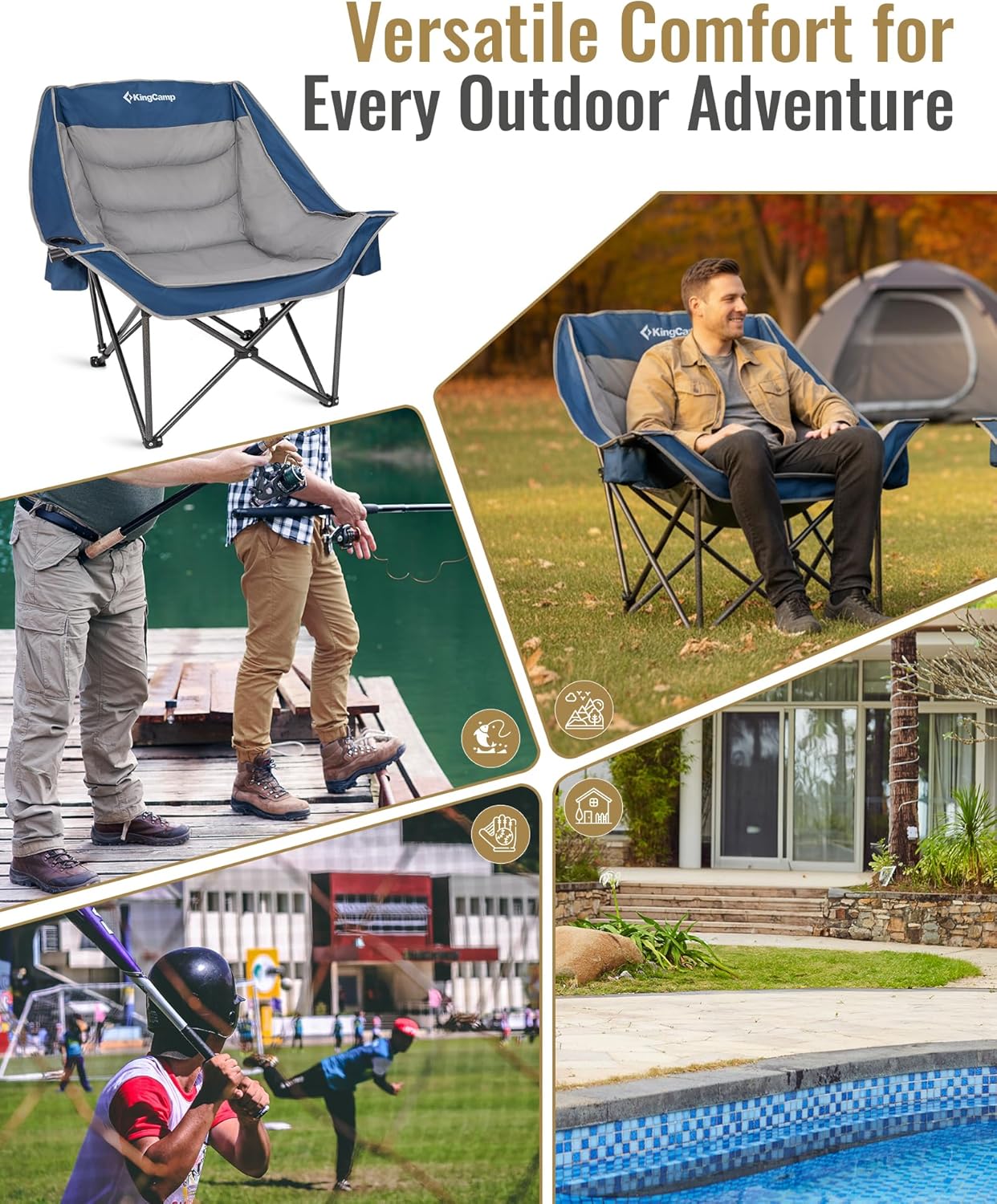 KingCamp CANNA C10 PLUS Oversized Padded Camping Chair