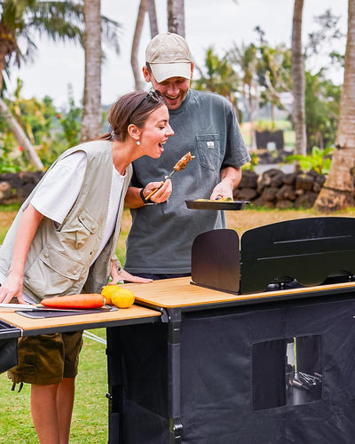 KingCamp BAMBOO PLUS Folding Camping Kitchen Table with Sink