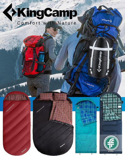 KingCamp 350g Filling Plus Size 3-4 Season Black Sleeping Bag