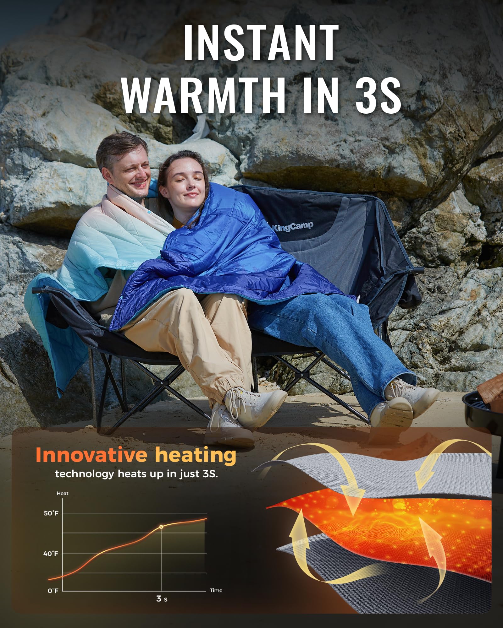 KingCamp Portable Heated Camping Chair Single / Double