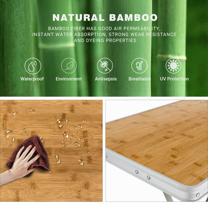 KingCamp Adjustable Bamboo Picnic Camping Table