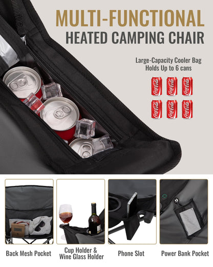 KingCamp Portable Heated Camping Chair Single / Double