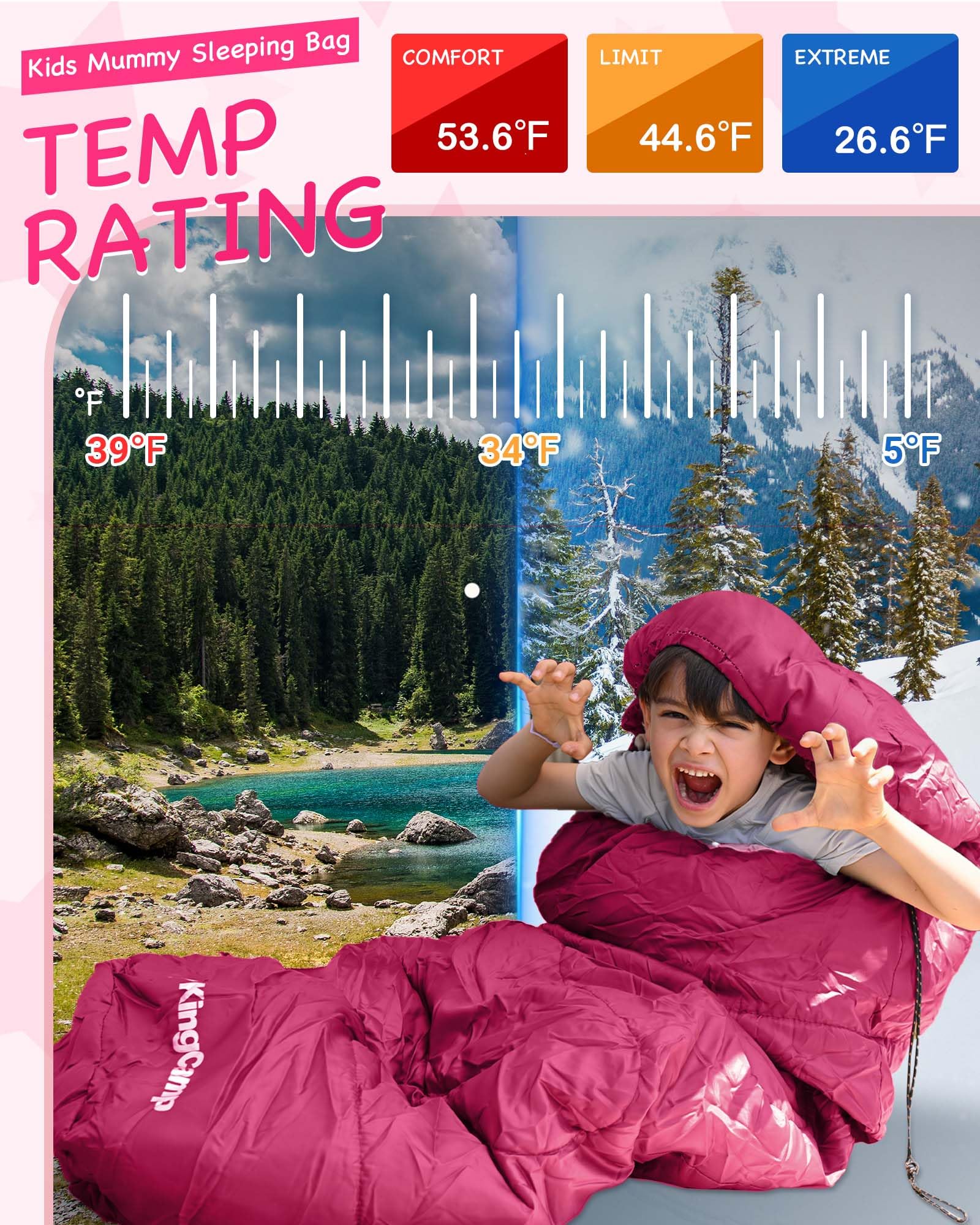 KingCamp Treck 300S+ Kid’s Mummy Sleeping Bag