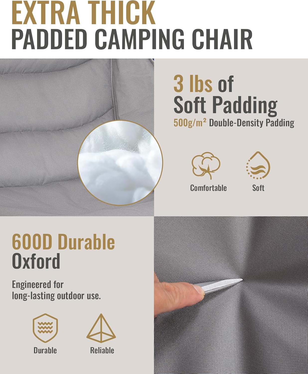 KingCamp CANNA C10 PLUS Oversized Padded Camping Chair