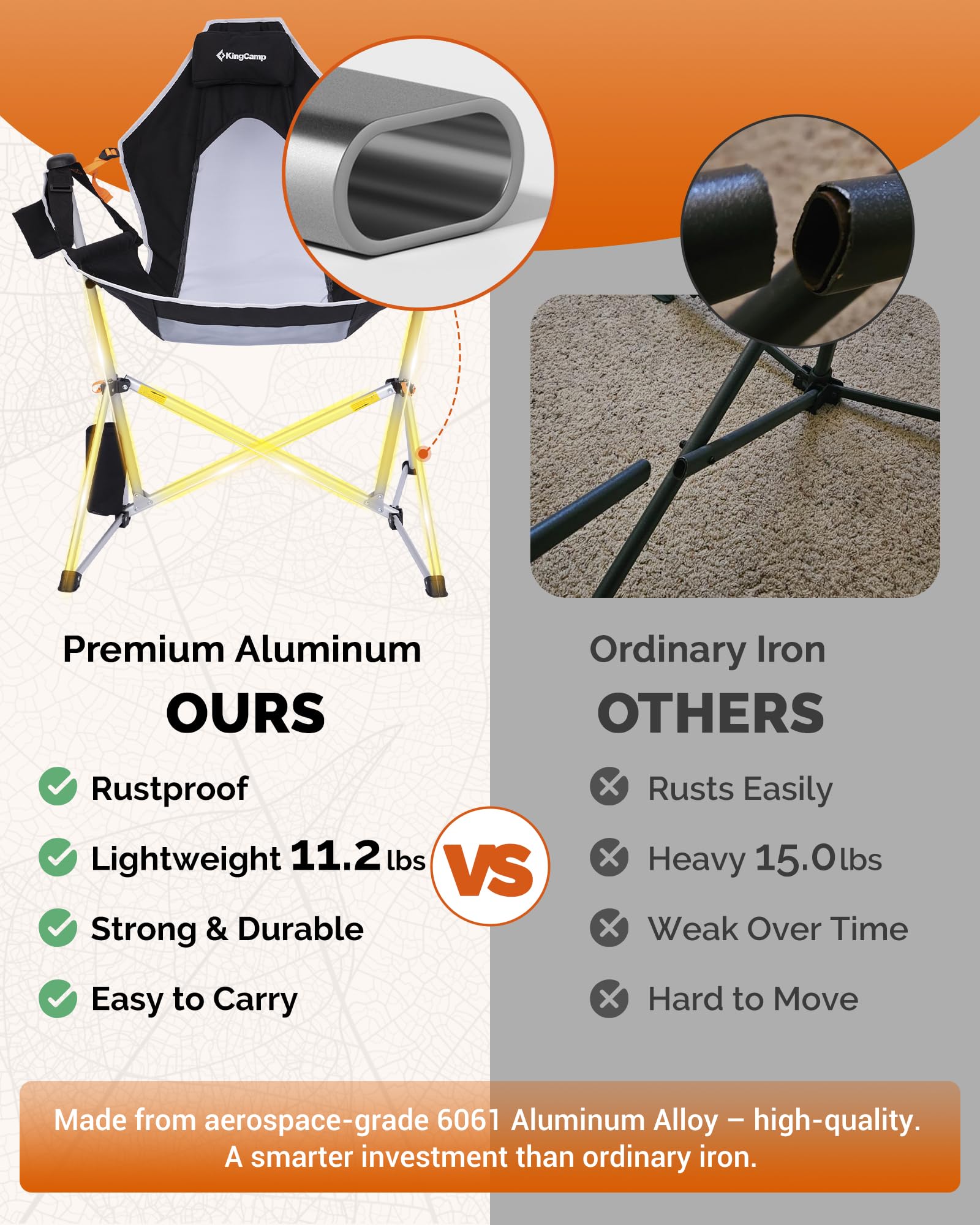 KingCamp Orchid C20 Mesh Back Hammock Chair with Footrest