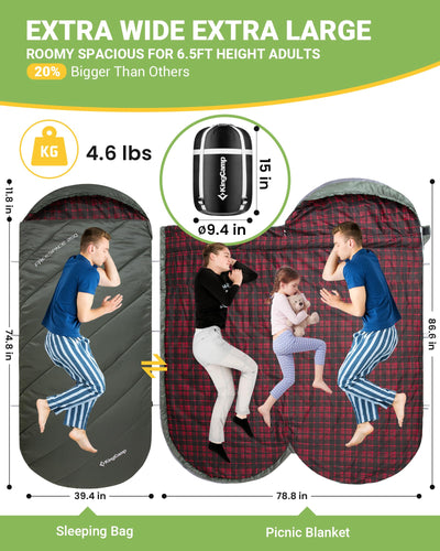 KingCamp Plus Size 3-4 Season Sleeping Bag