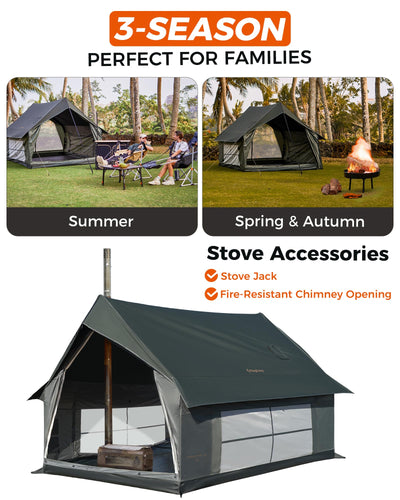 KingCamp MOUNTAIN IN C2 Cabin Tent with Stove Jack