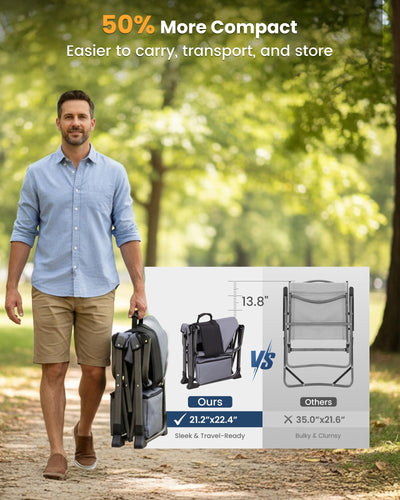 KingCamp XXL Folding Padded Director's Chair with Side Table