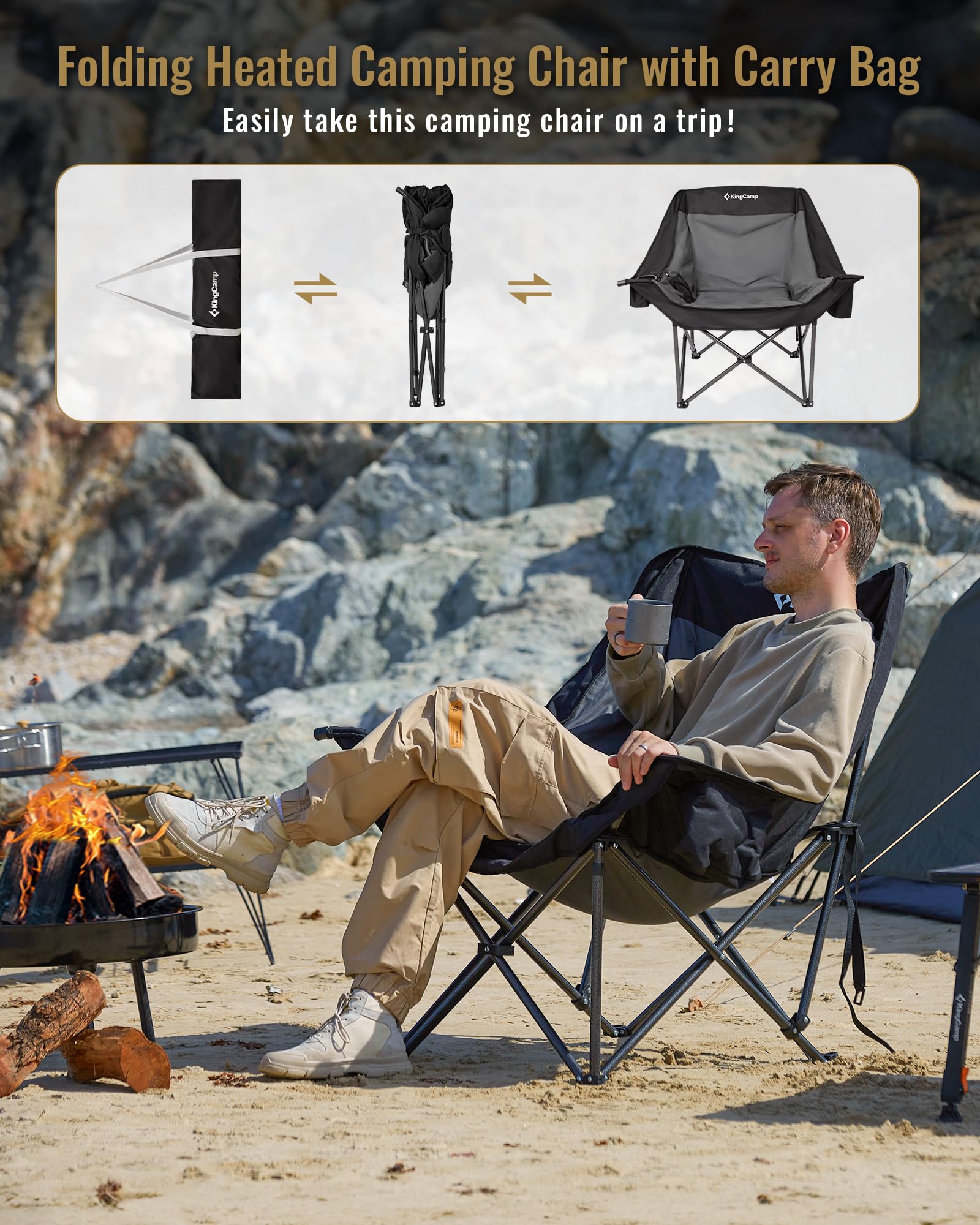 KingCamp Portable Heated Camping Chair Single / Double
