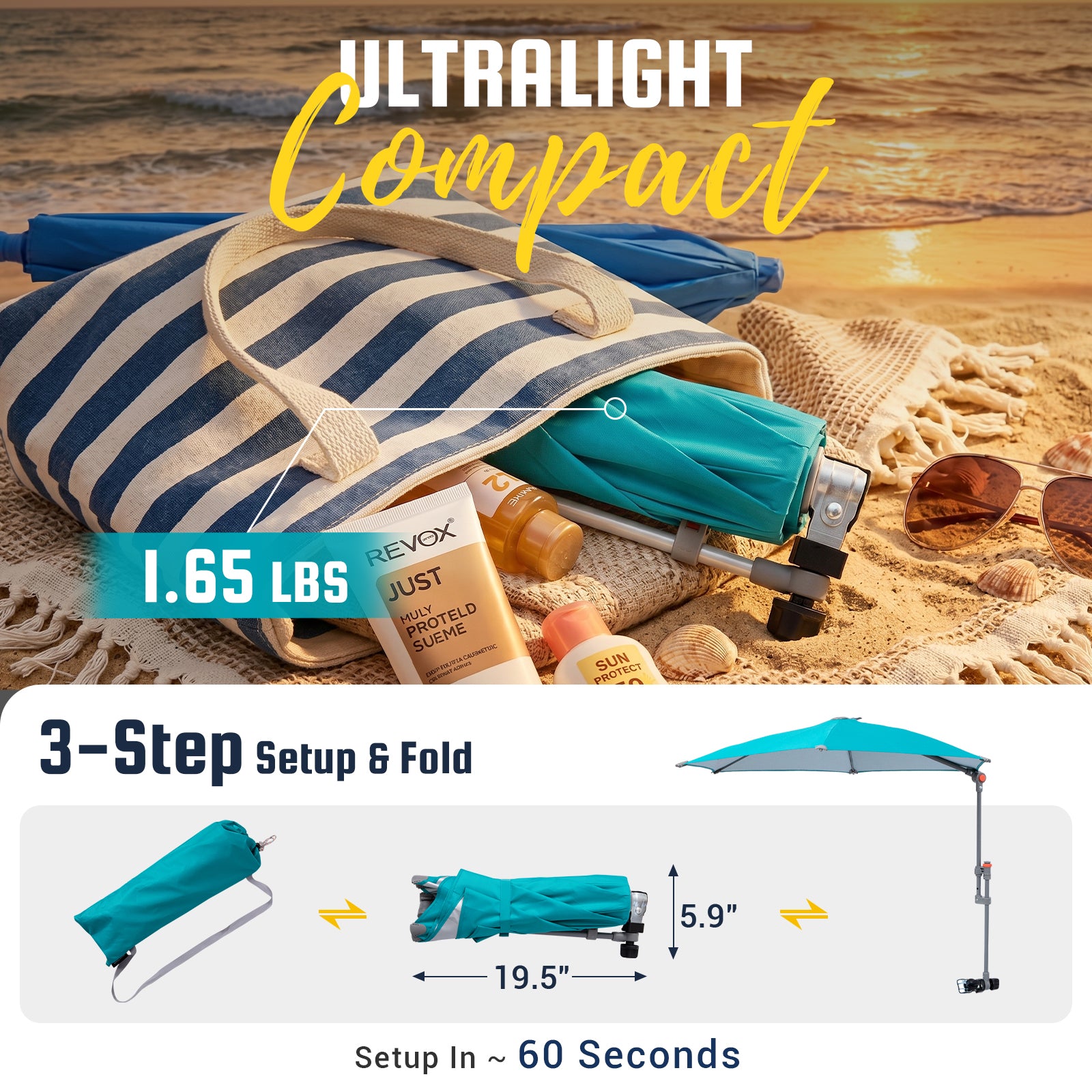 HoverShade Portable 360° Adjustable Clip-on Umbrella