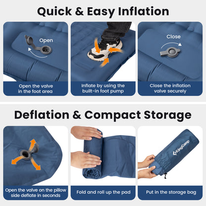 KingCamp DELUXE 12 Air Mattress with Built-in Foot Pump