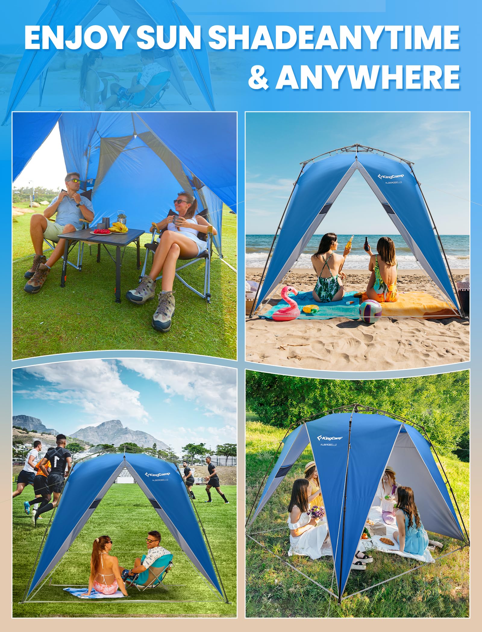 KingCamp Quick-up Sun Shelter | 1-Second Setup Canopy Tent | UPF