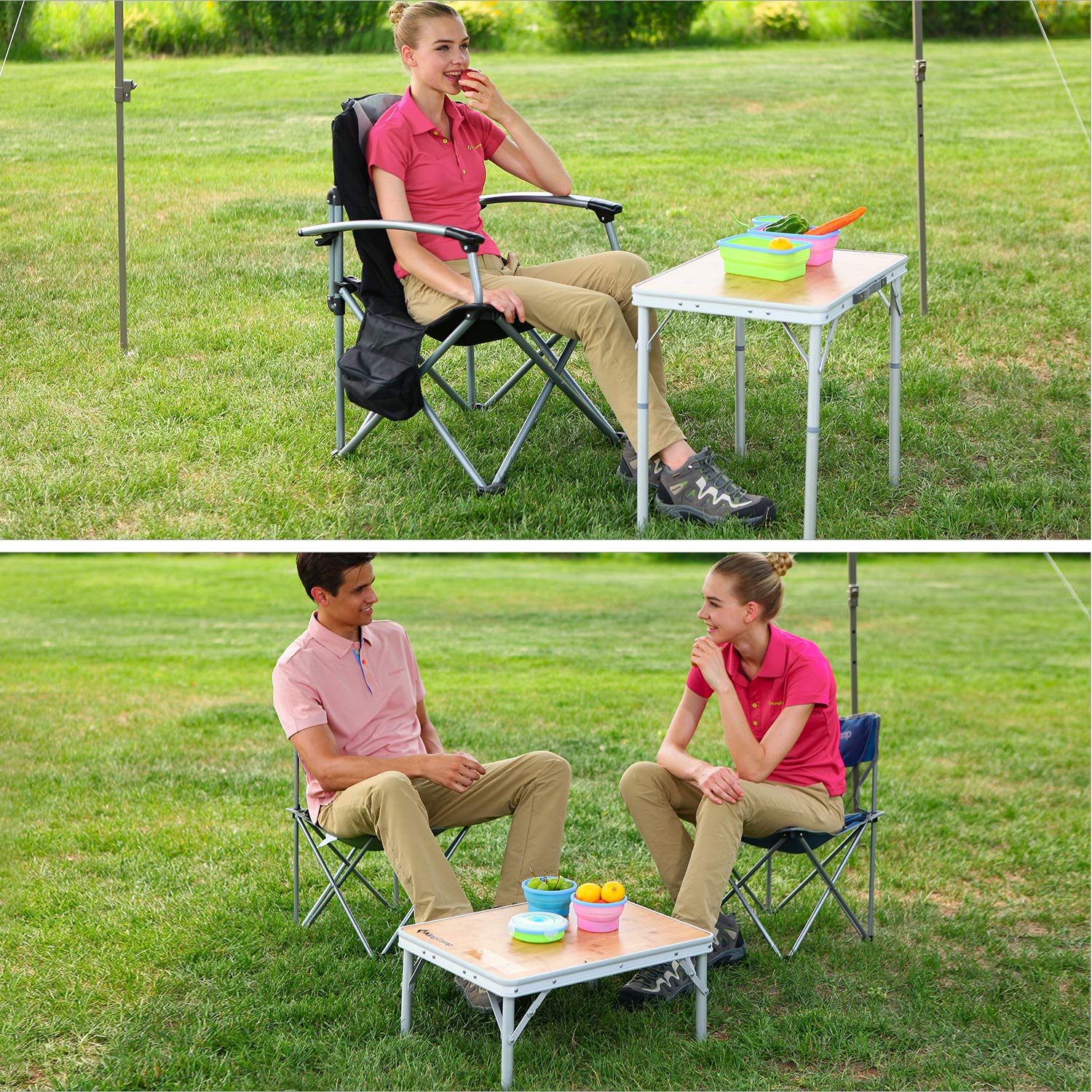 KingCamp Adjustable Bamboo Picnic Camping Table