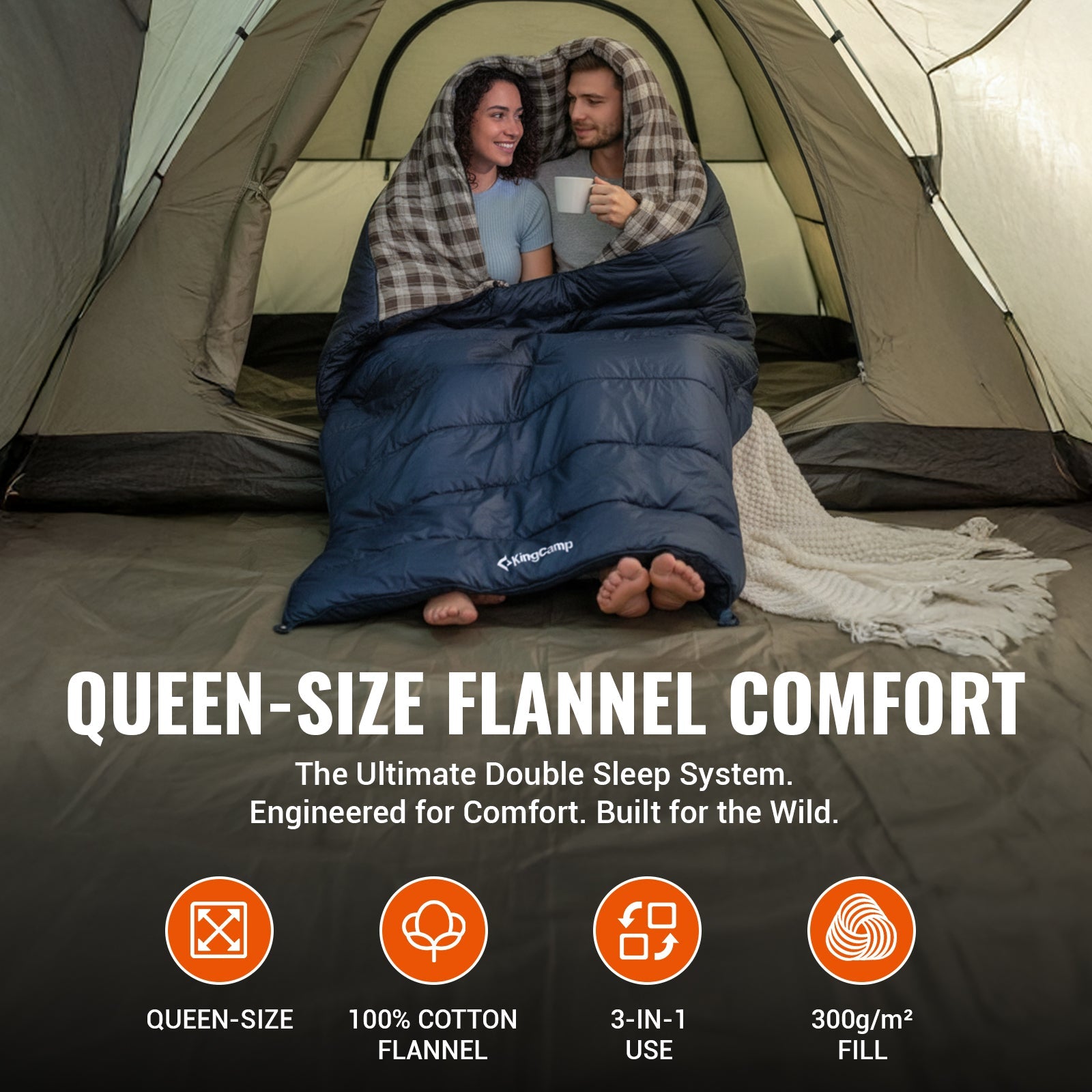 KingCamp SNOWFLAKE 300 Flannel Double Sleeping Bag