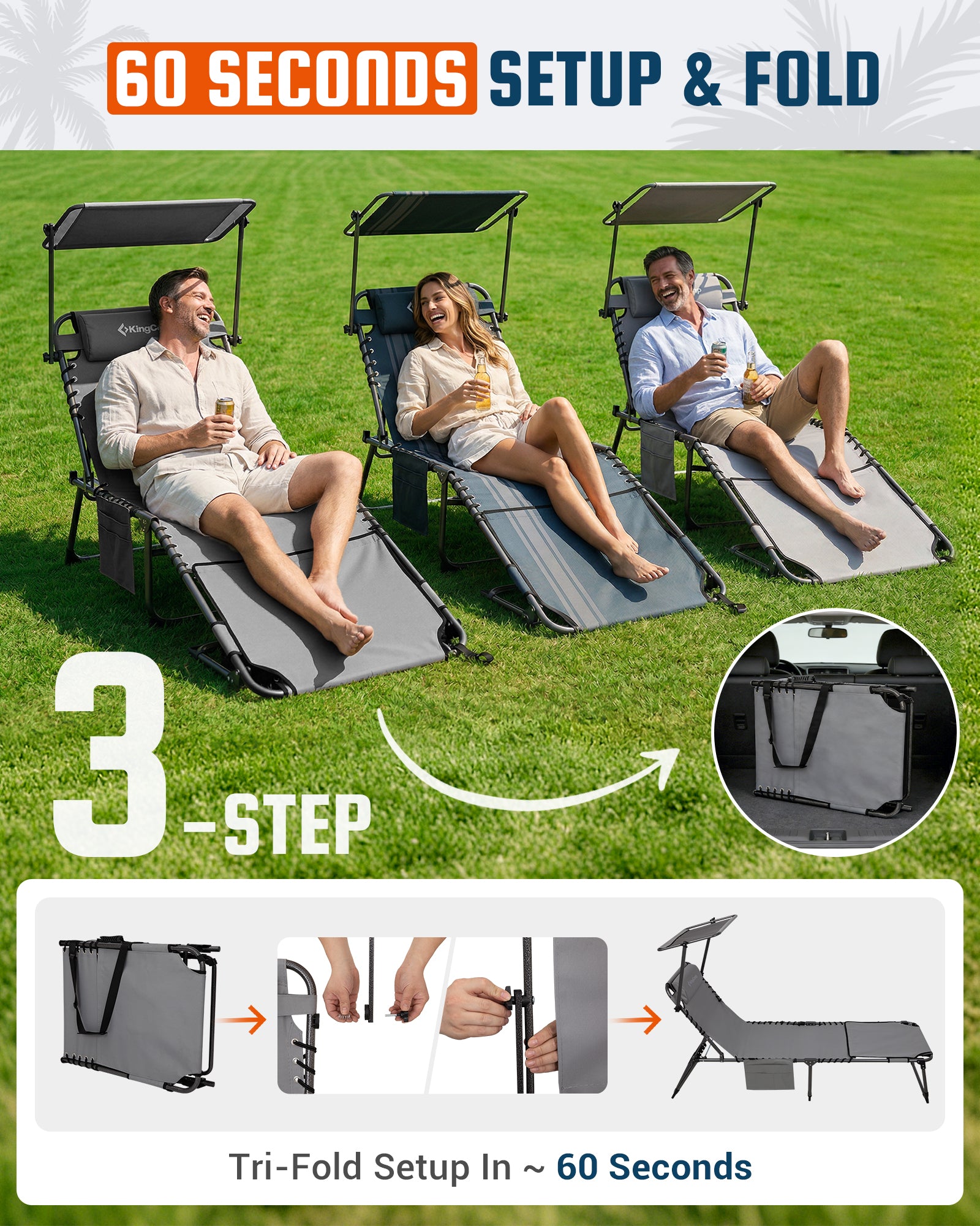 KingCamp Magnolia B30 Backpack Chaise Lounge | Face Hole & Canopy