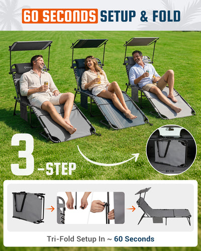 KingCamp MAGNOLIA B30 Backpack Chaise Lounge with Adjustable Canopy and Face Hole