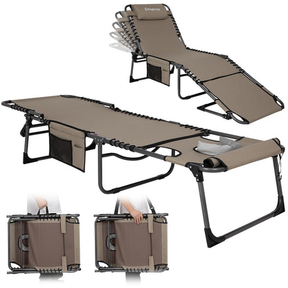 KingCamp MAGNOLIA B10 Backpack Chaise Lounge 5-Position Adjustable Recliner with Face Hole