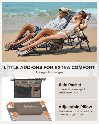 KingCamp MAGNOLIA B10 Backpack Chaise Lounge 5-Position Adjustable Recliner with Face Hole