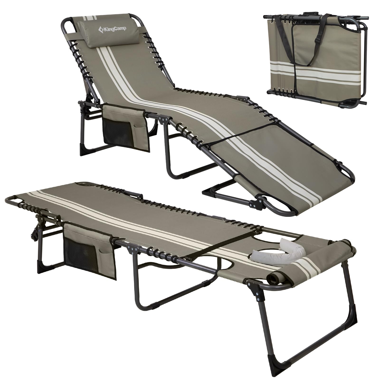 KingCamp MAGNOLIA B10 Backpack Chaise Lounge 5-Position Adjustable Recliner with Face Hole