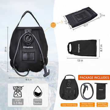 backpack for hanging in showers camping traveling KingCamp Portable Solar Shower Bag For Camping – KingCamp Outdoors