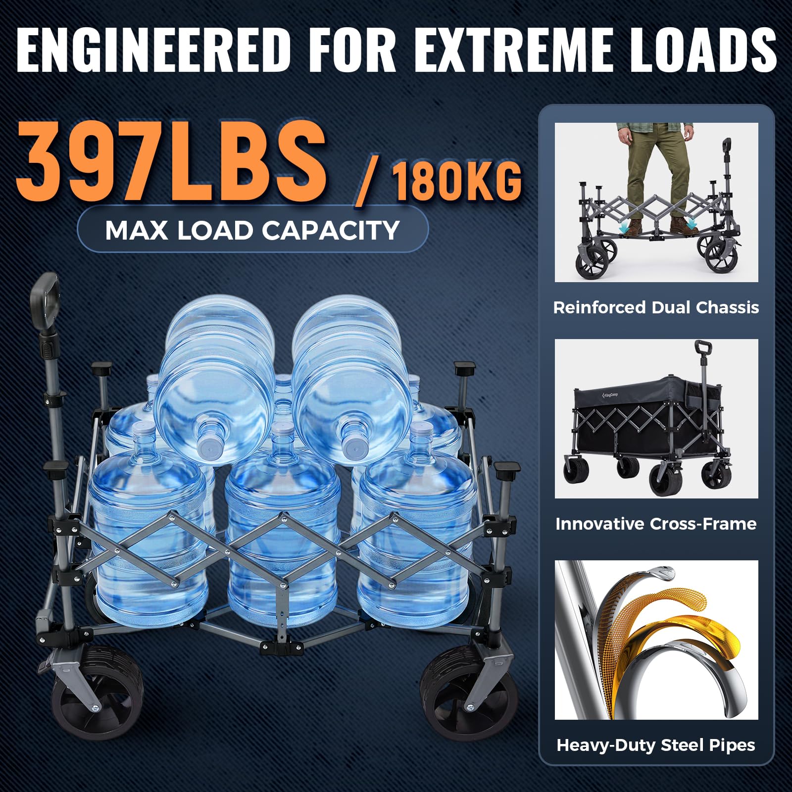 KingCamp 300L Mega Capacity Folding Wagon Cart