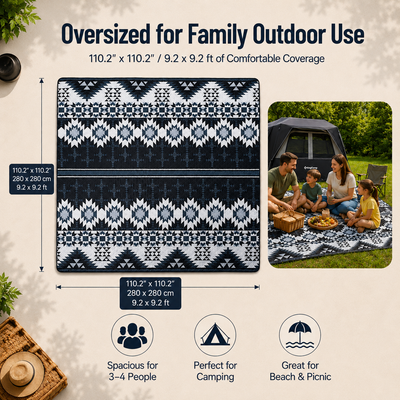 KingCamp ISIAY MAX 2.8 Extra-Large Waterproof Camping Tent Mat - Aztec Pattern