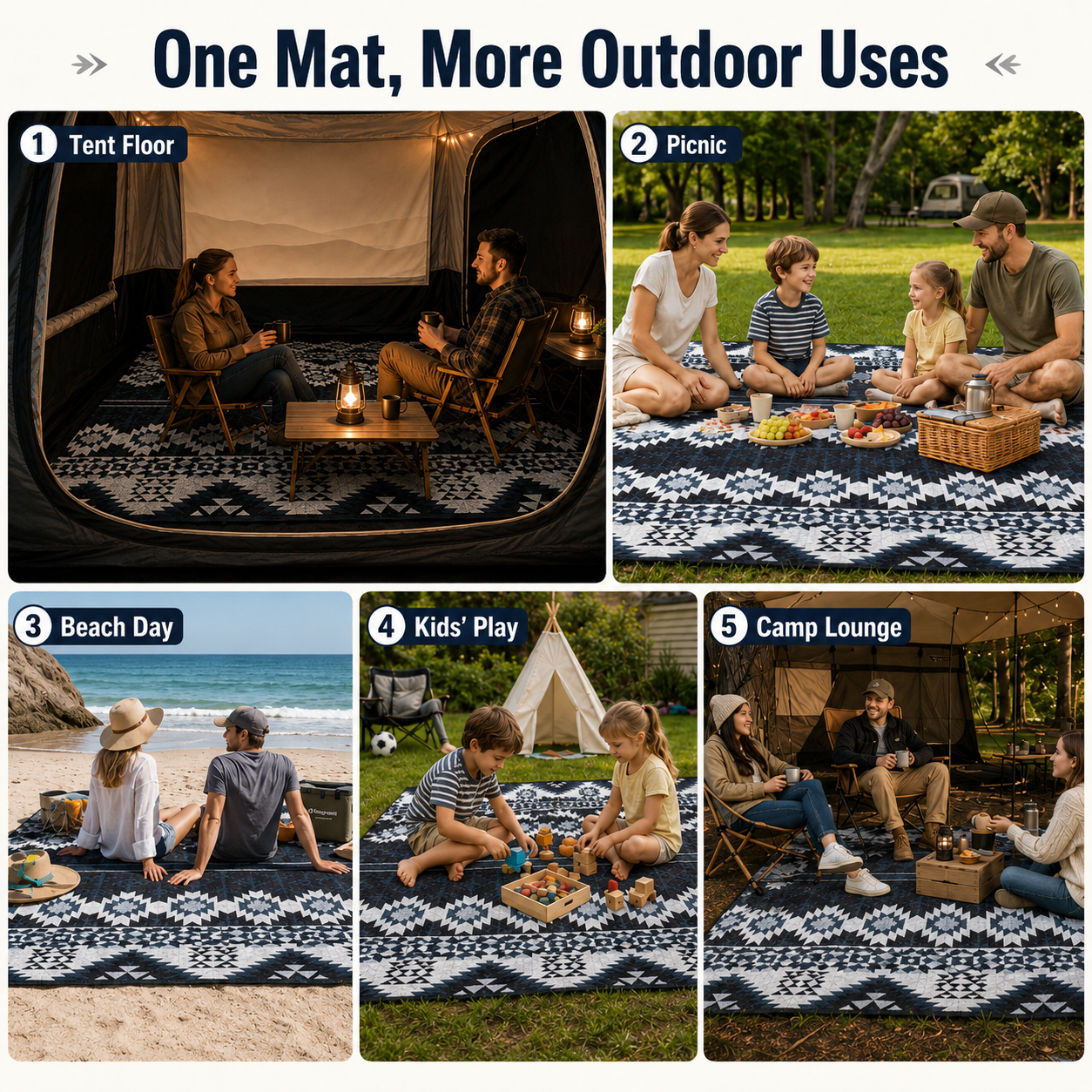 KingCamp ISIAY MAX 2.8 Extra-Large Waterproof Camping Tent Mat - Aztec Pattern