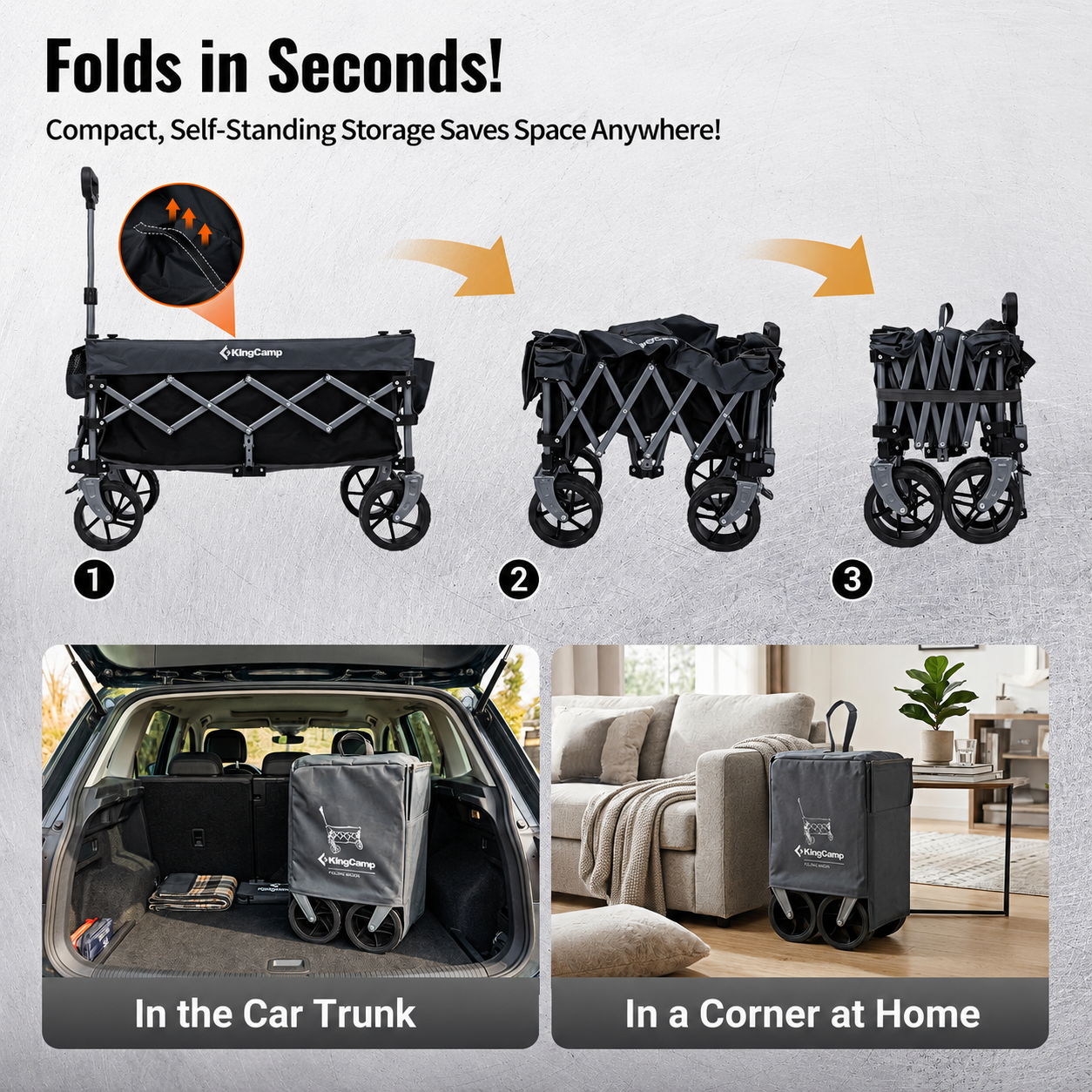 KingCamp 110L Compact Folding Wagon Cart