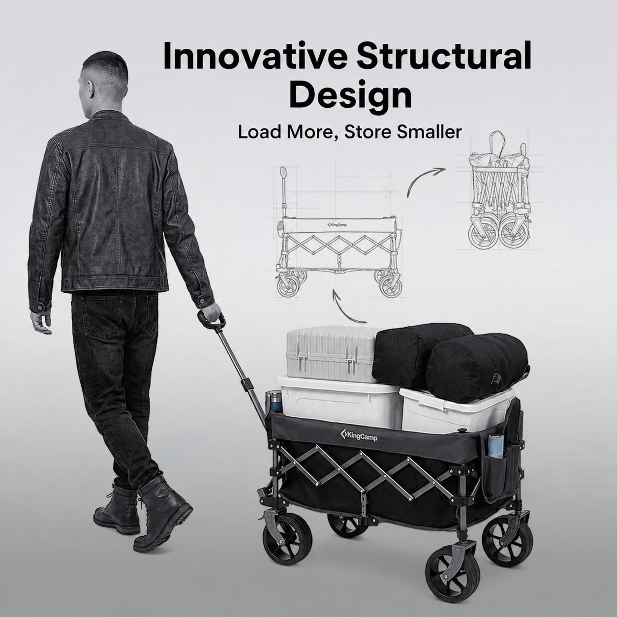 KingCamp 110L Compact Folding Wagon Cart