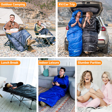 KingCamp Slaapzak katoenflanel voor volwassenen en kinderen, 3-4 seizoenen, ultralicht, extra groot, slaapzak, camping, warm, compact, draagbaar, grote kou, voor kamperen, wandelen, outdoor, binnen