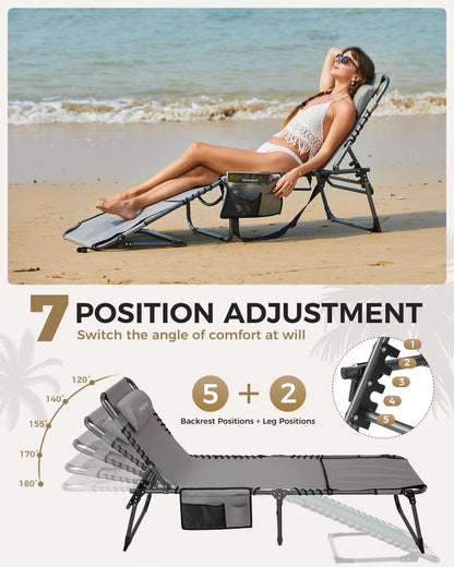 KingCamp MAGNOLIA B10 Backpack Chaise Lounge 5-Position Adjustable Recliner with Face Hole