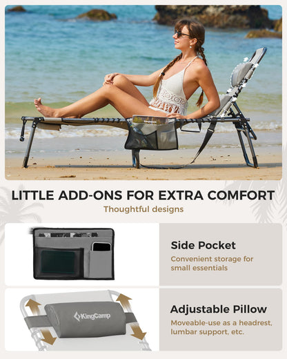KingCamp MAGNOLIA B10 Backpack Chaise Lounge 5-Position Adjustable Recliner with Face Hole