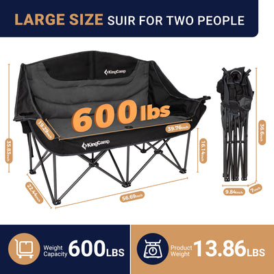 KingCamp VOLCAPETRA Oversized Padded Double Camping Sofa