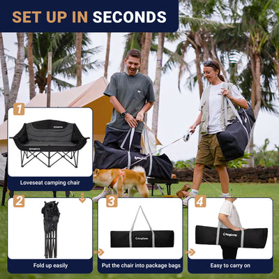 KingCamp VOLCAPETRA Oversized Padded Double Camping Sofa