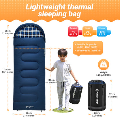 KingCamp CLOUDY 300S Kids Sleeping Bag-Envelope With Hood